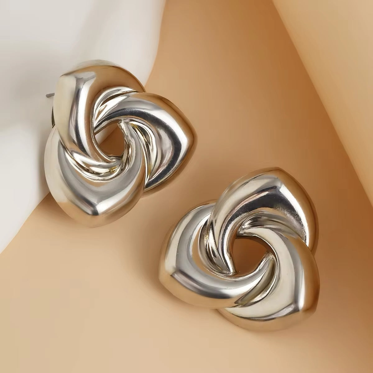 Charm Spiral Flower Stud Earrings earrings LUNARITY GARAGE Silver  