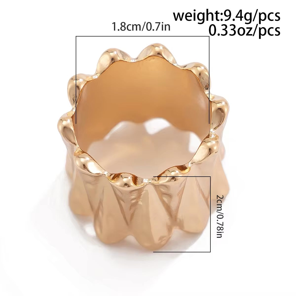 Modern Irregular Metal Wave Pleated Ring ring LUNARITY GARAGE   