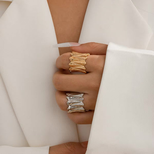 Modern Irregular Metal Wave Pleated Ring ring LUNARITY GARAGE   