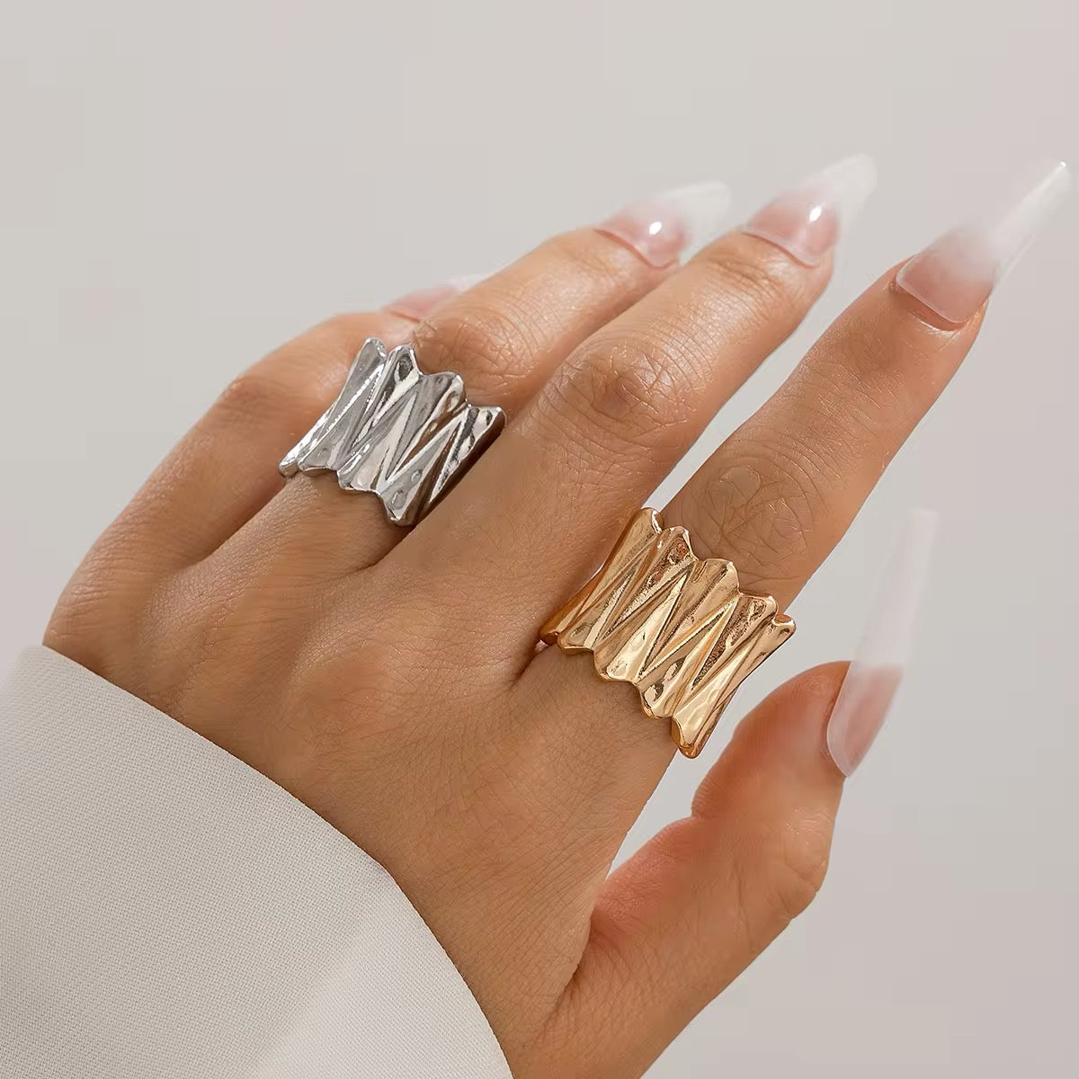 Modern Irregular Metal Wave Pleated Ring ring LUNARITY GARAGE