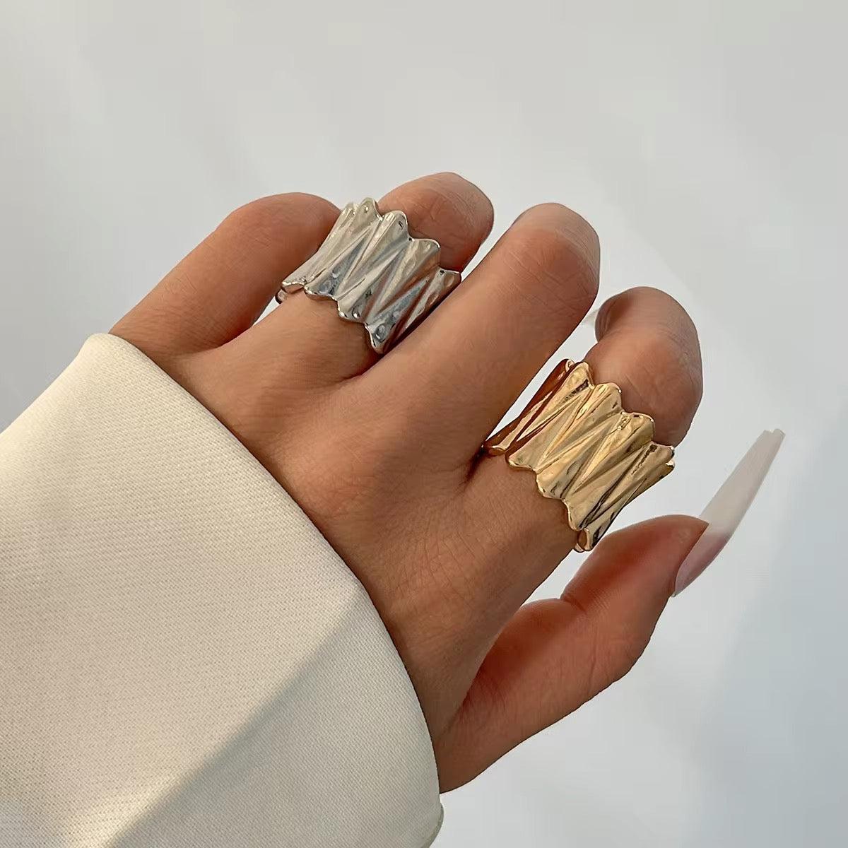 Modern Irregular Metal Wave Pleated Ring ring LUNARITY GARAGE   