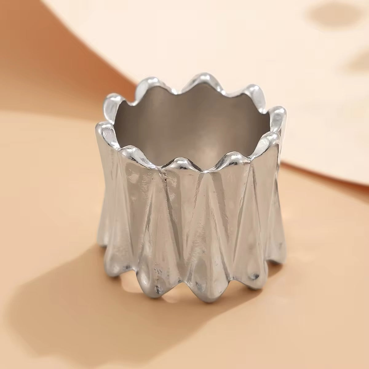 Modern Irregular Metal Wave Pleated Ring ring LUNARITY GARAGE   