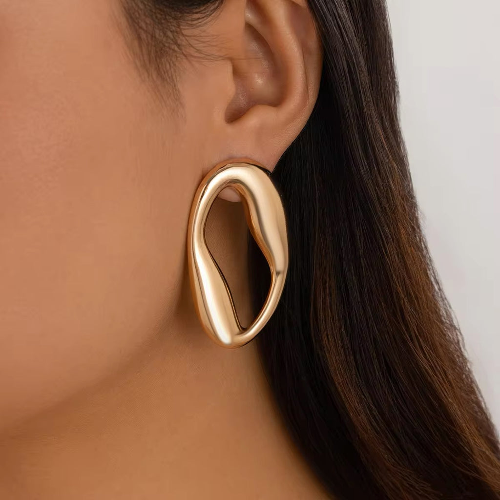 Creative Irregular Hollow Circle Metal Stud Earrings earrings LUNARITY GARAGE   