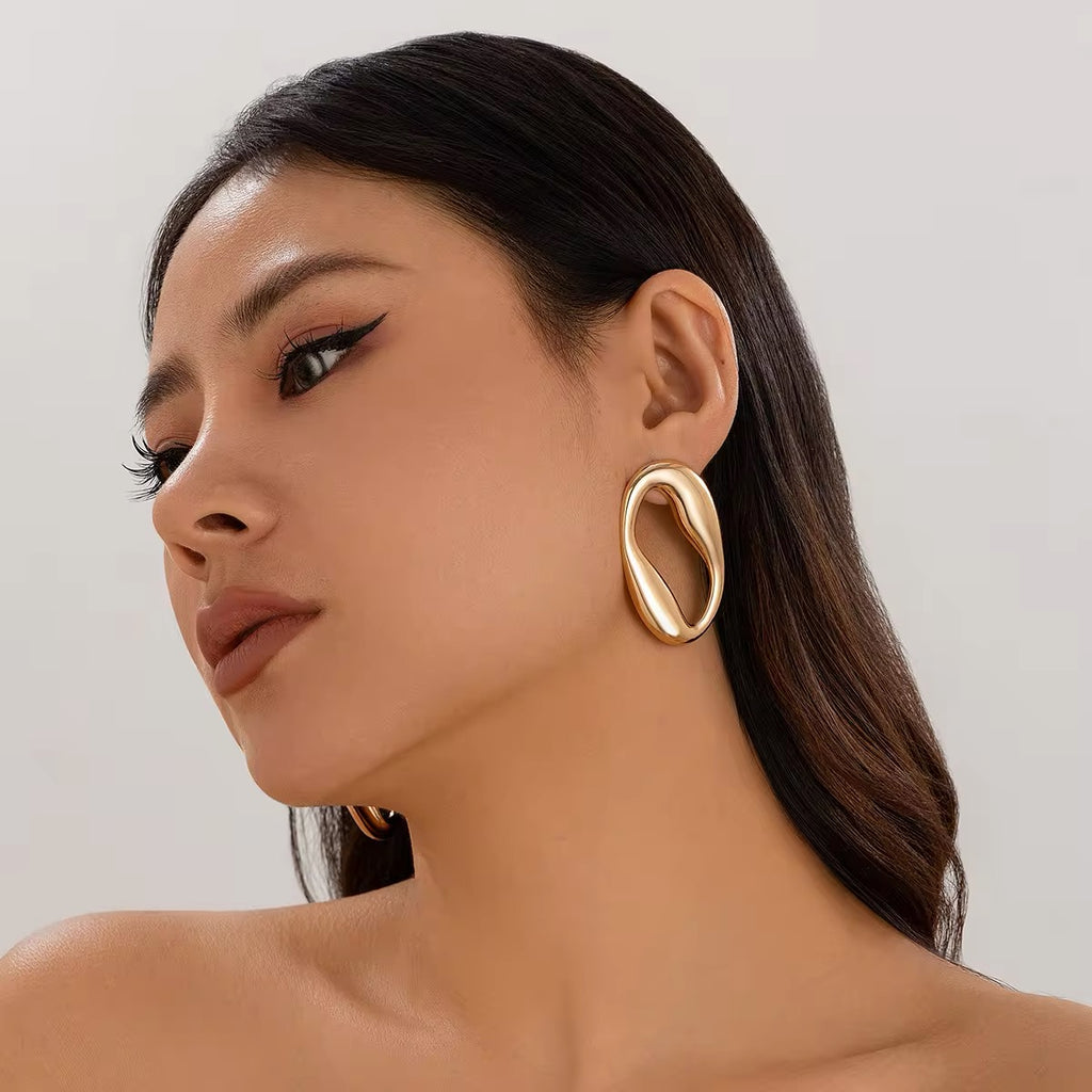 Creative Irregular Hollow Circle Metal Stud Earrings earrings LUNARITY GARAGE   