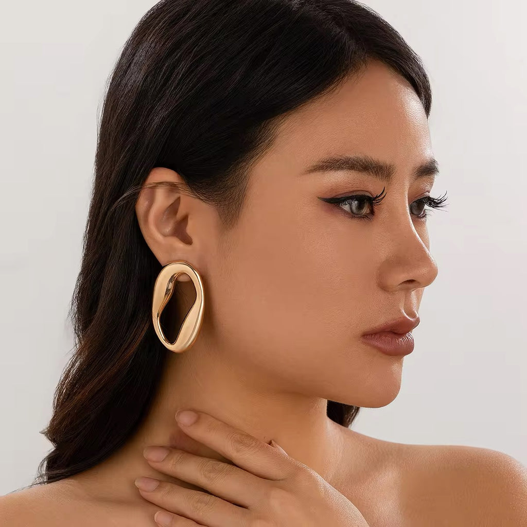 Creative Irregular Hollow Circle Metal Stud Earrings earrings LUNARITY GARAGE   