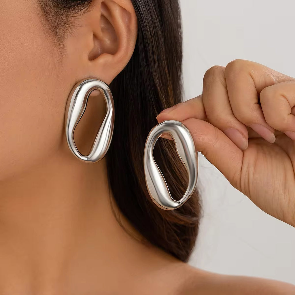 Creative Irregular Hollow Circle Metal Stud Earrings earrings LUNARITY GARAGE   