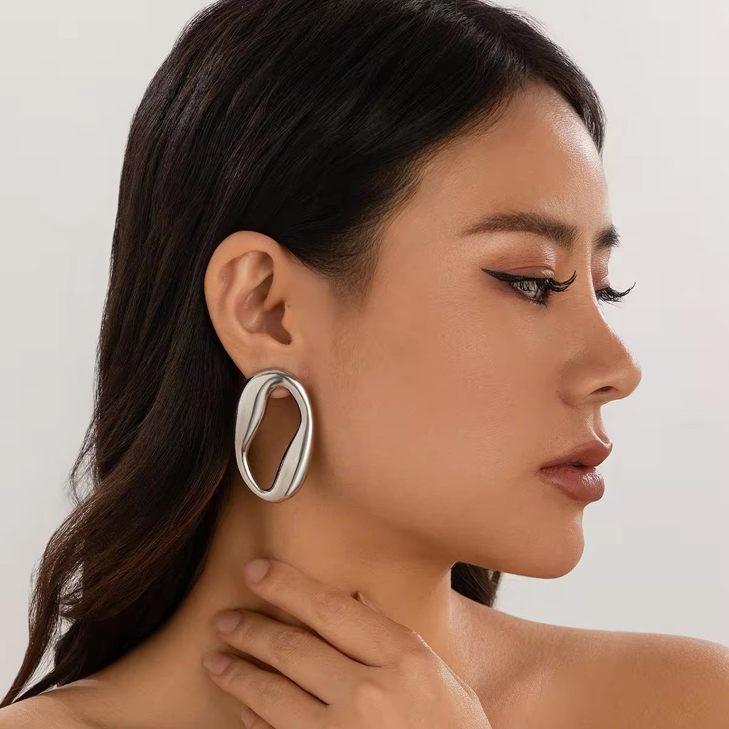 Creative Irregular Hollow Circle Metal Stud Earrings earrings LUNARITY GARAGE   