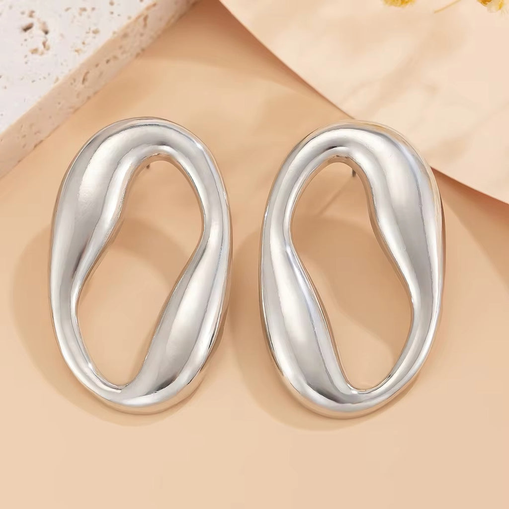 Creative Irregular Hollow Circle Metal Stud Earrings earrings LUNARITY GARAGE   