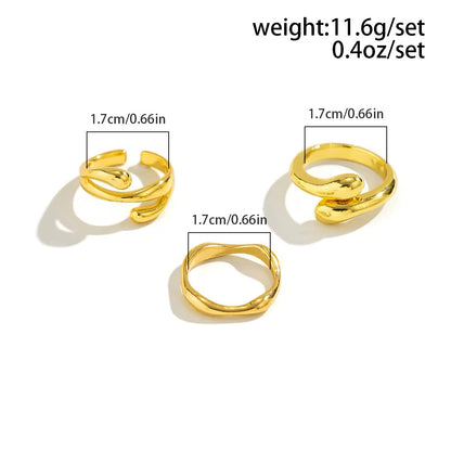 Minimalist Luxury 3pcs/set Irregular Metal Open Ring ring LUNARITY GARAGE   