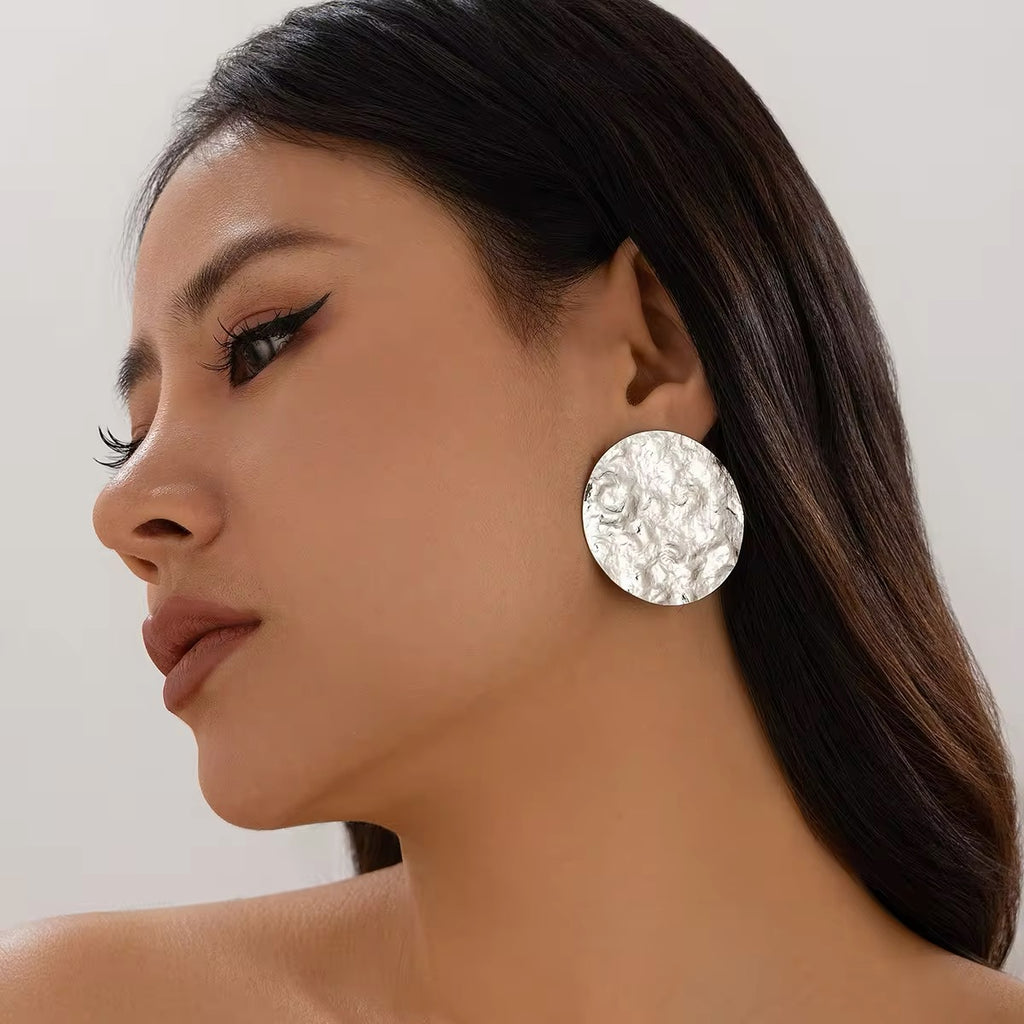 Unique Melting Circle Surface Shaped Stud Earrings earrings LUNARITY GARAGE   