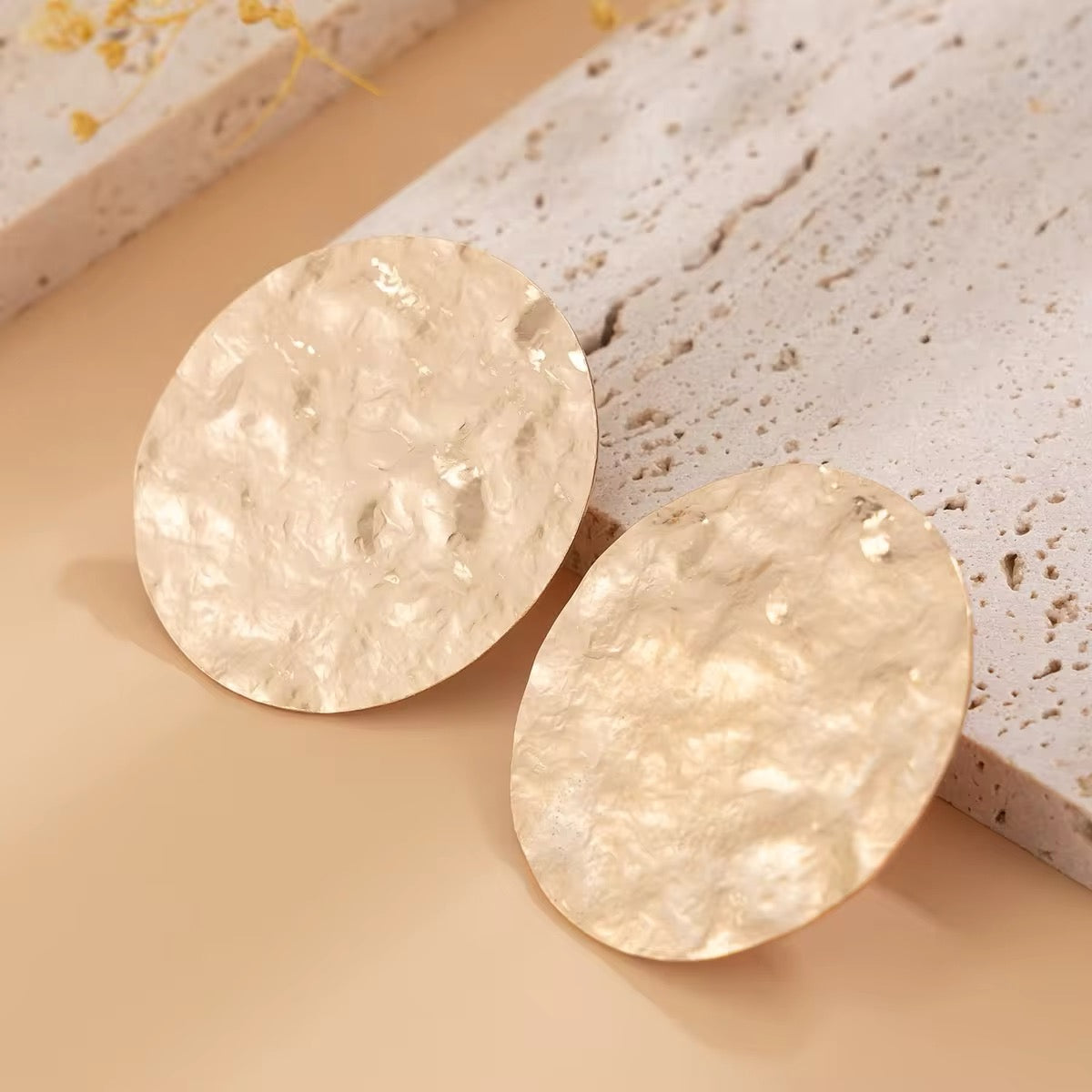 Unique Melting Circle Surface Shaped Stud Earrings earrings LUNARITY GARAGE Gold