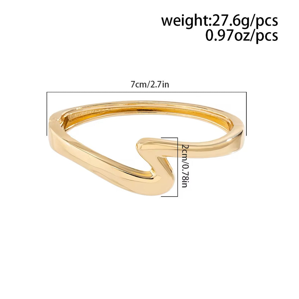 Simple Curved Z-Shaped Glossy Wave Bangles Bracelets bracelets LUNARITY GARAGE   