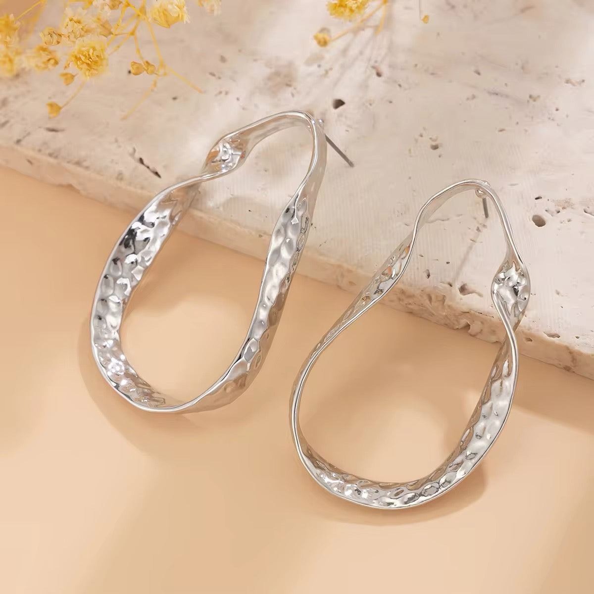 Vintage Twisted Irregular Hollow Circle Drop Earrings earrings LUNARITY GARAGE Silver  