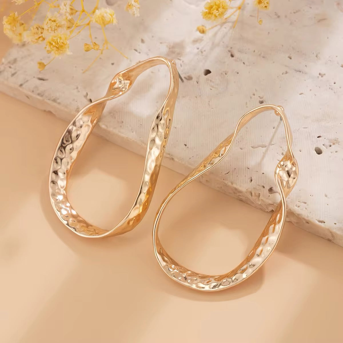 Vintage Twisted Irregular Hollow Circle Drop Earrings earrings LUNARITY GARAGE Gold  