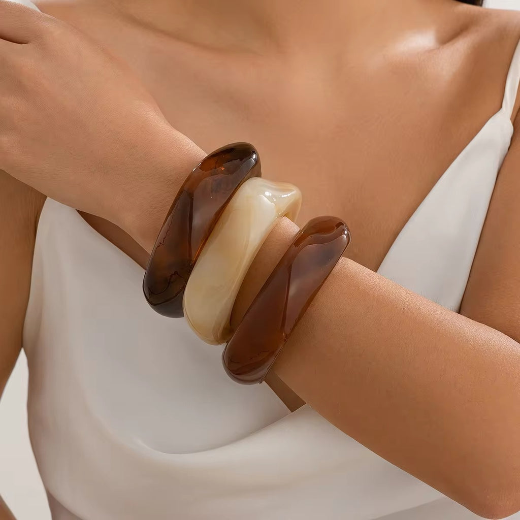 Retro Aesthetic Exaggerated Irregular Big Acrylic Bangle Bracelets bracelets LUNARITY GARAGE   
