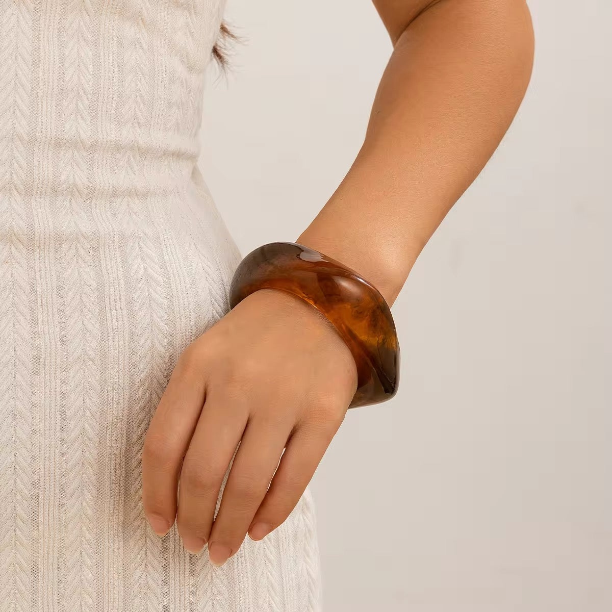 Retro Aesthetic Exaggerated Irregular Big Acrylic Bangle Bracelets bracelets LUNARITY GARAGE tiger's eye  