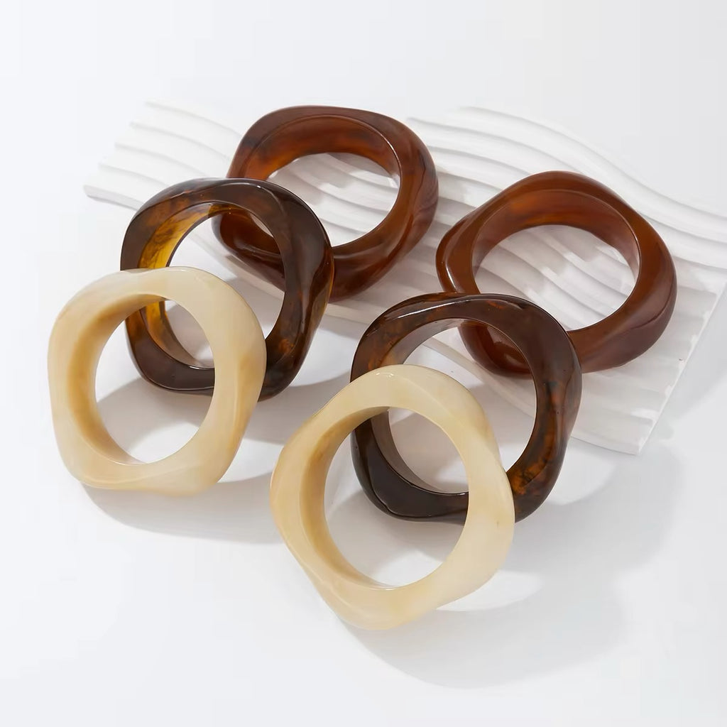 Retro Aesthetic Exaggerated Irregular Big Acrylic Bangle Bracelets bracelets LUNARITY GARAGE   