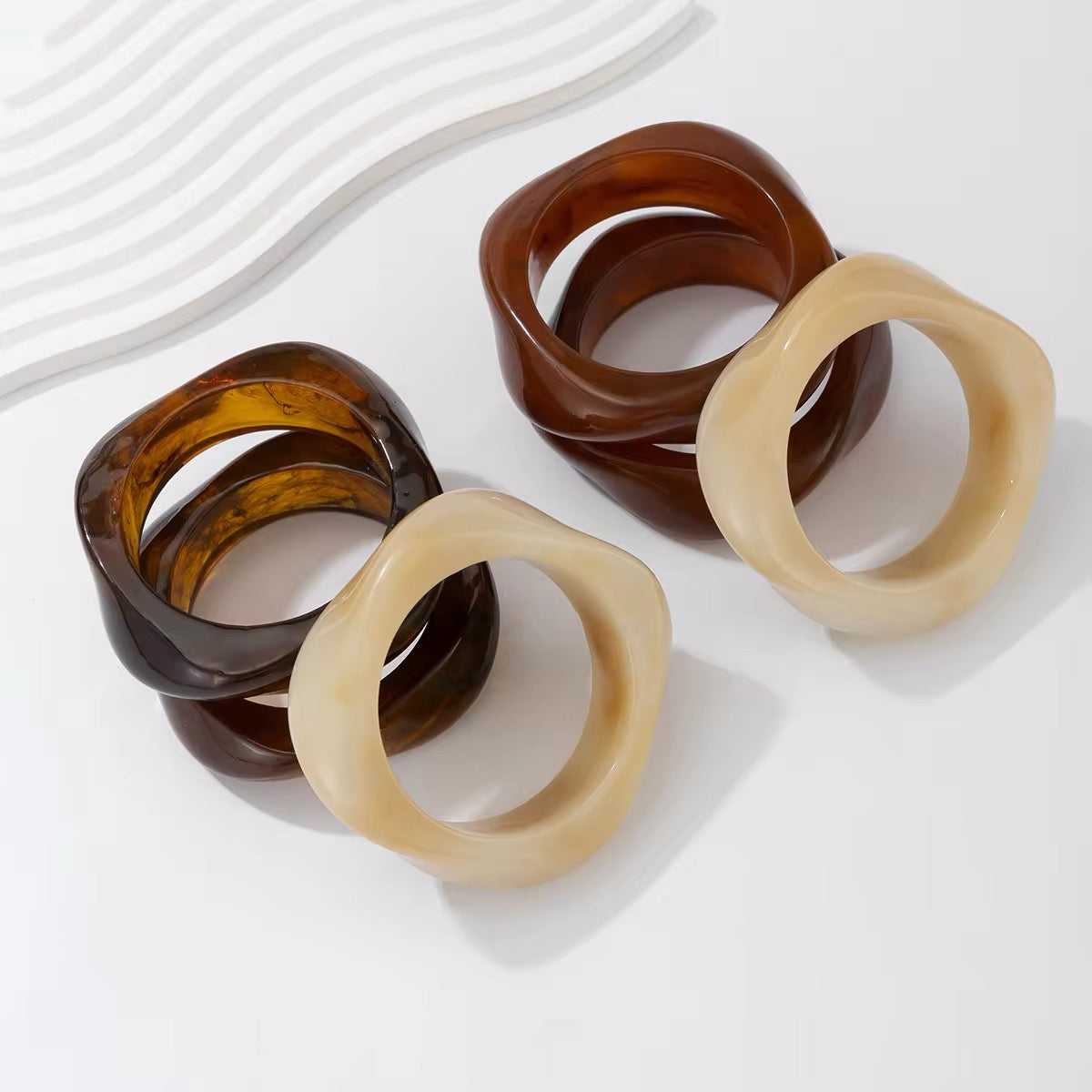 Retro Aesthetic Exaggerated Irregular Big Acrylic Bangle Bracelets bracelets LUNARITY GARAGE   