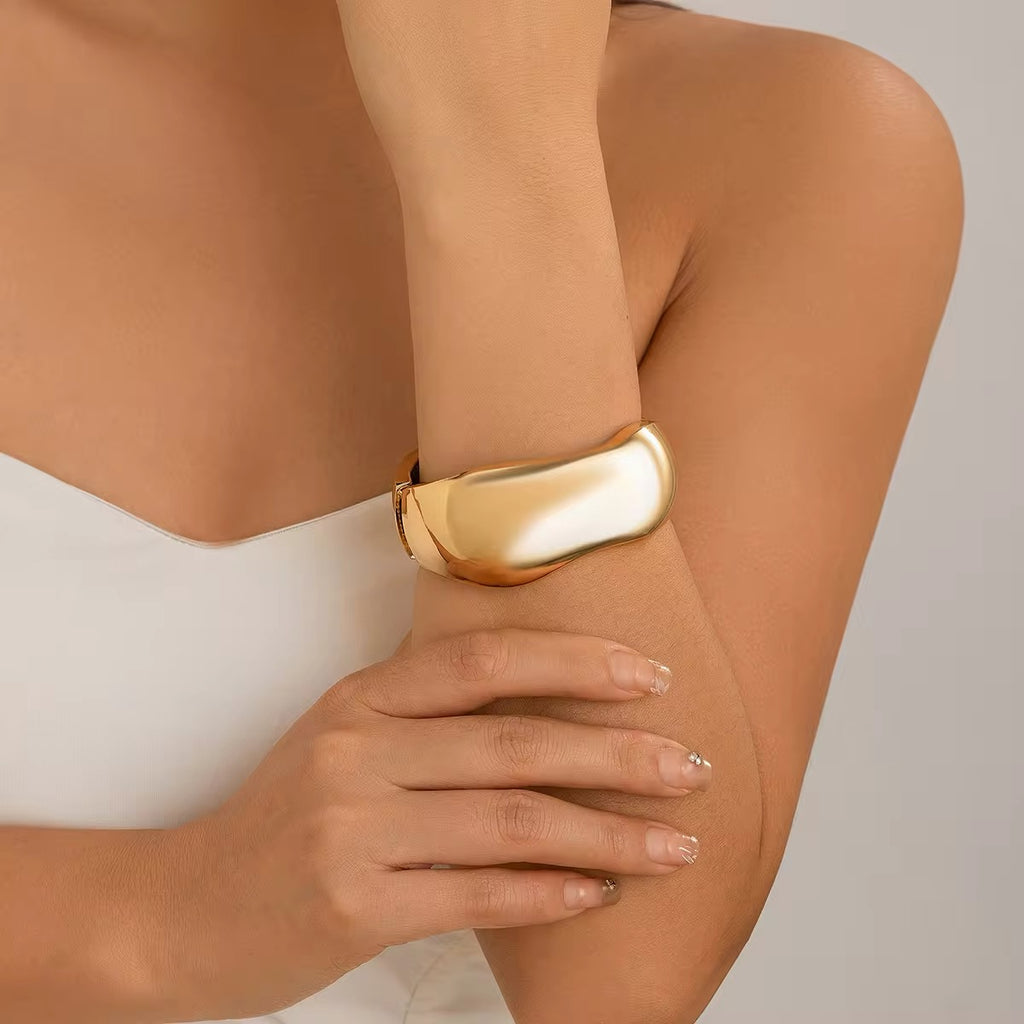 Classic Exaggerated Smooth Glossy Metal Wide Bangles Bracelet bracelets LUNARITY GARAGE   