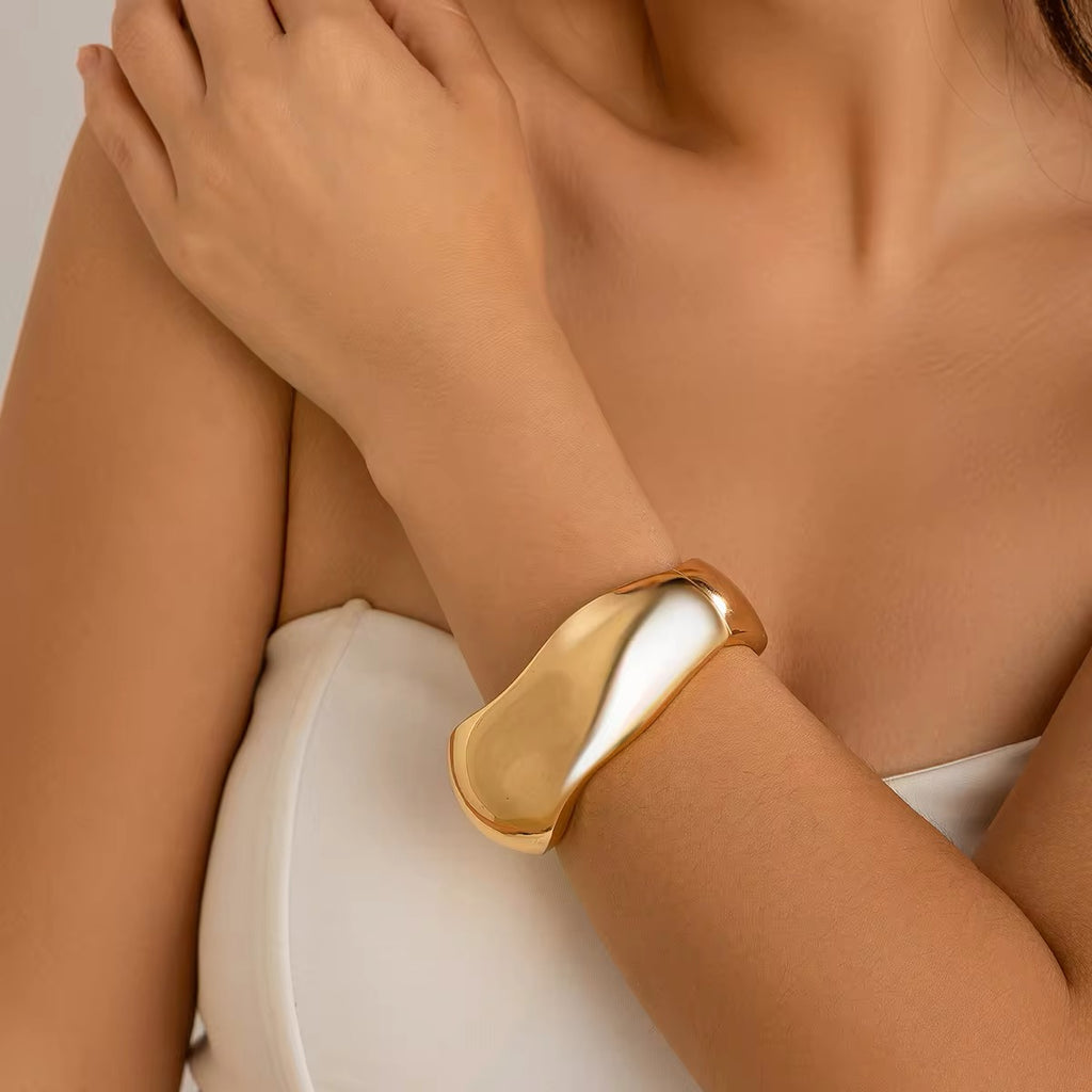 Classic Exaggerated Smooth Glossy Metal Wide Bangles Bracelet bracelets LUNARITY GARAGE   