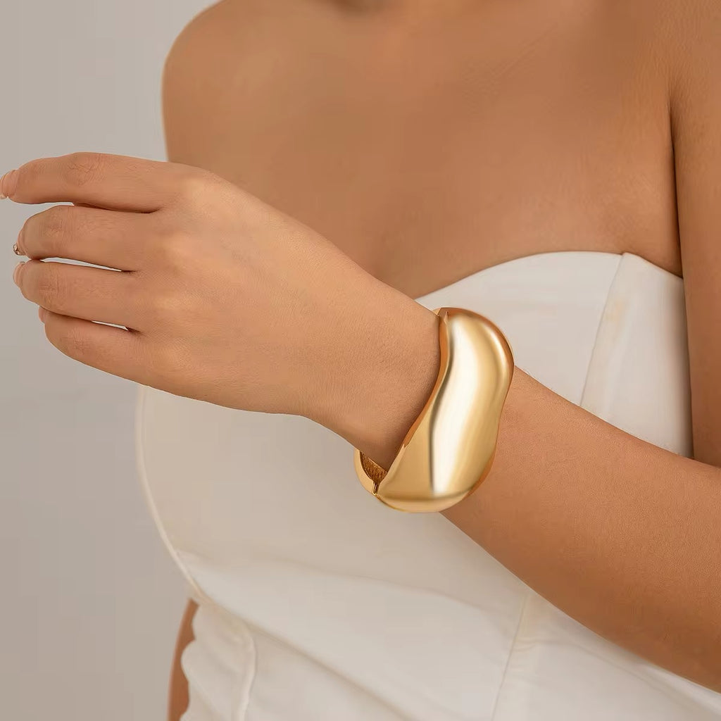 Classic Exaggerated Smooth Glossy Metal Wide Bangles Bracelet bracelets LUNARITY GARAGE   