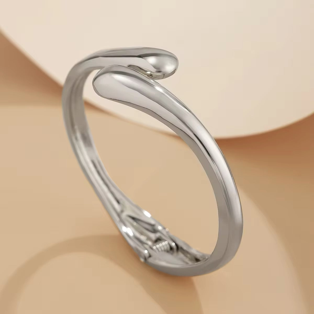 Classic Simple Charm Smooth Metal Water Drop Shaped Bangles bracelets LUNARITY GARAGE   