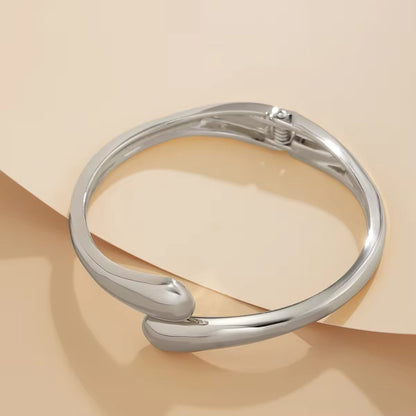 Classic Simple Charm Smooth Metal Water Drop Shaped Bangles bracelets LUNARITY GARAGE   