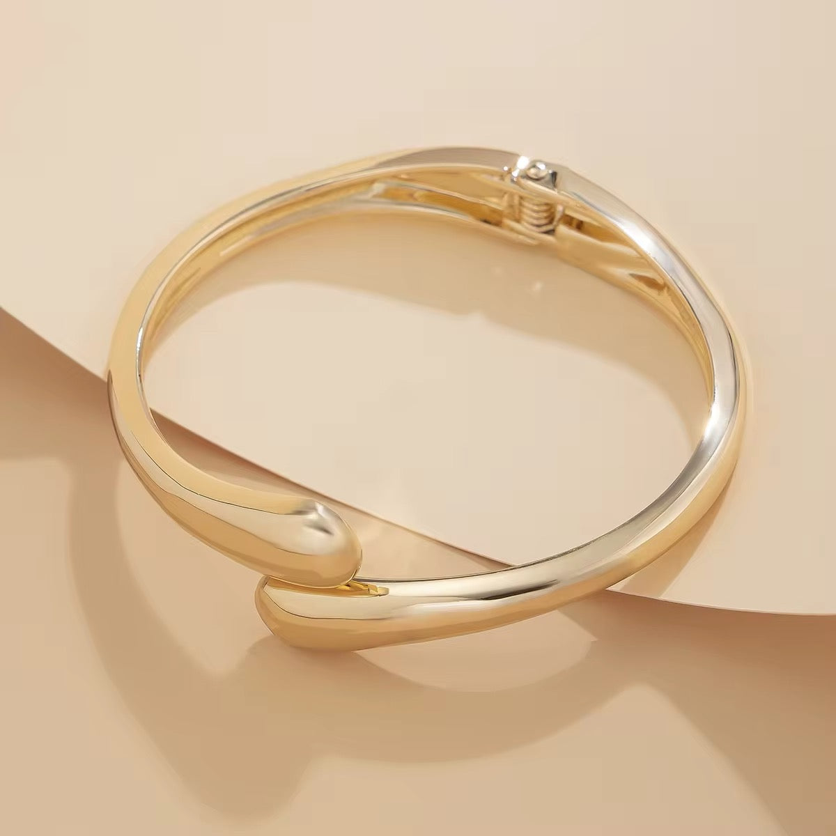 Classic Simple Charm Smooth Metal Water Drop Shaped Bangles bracelets LUNARITY GARAGE   