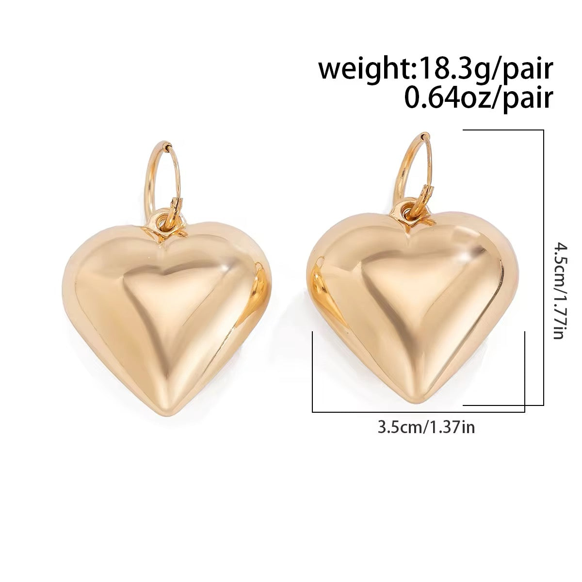 Sweet Chubby Smooth Love Heart Drop Earrings earrings LUNARITY GARAGE