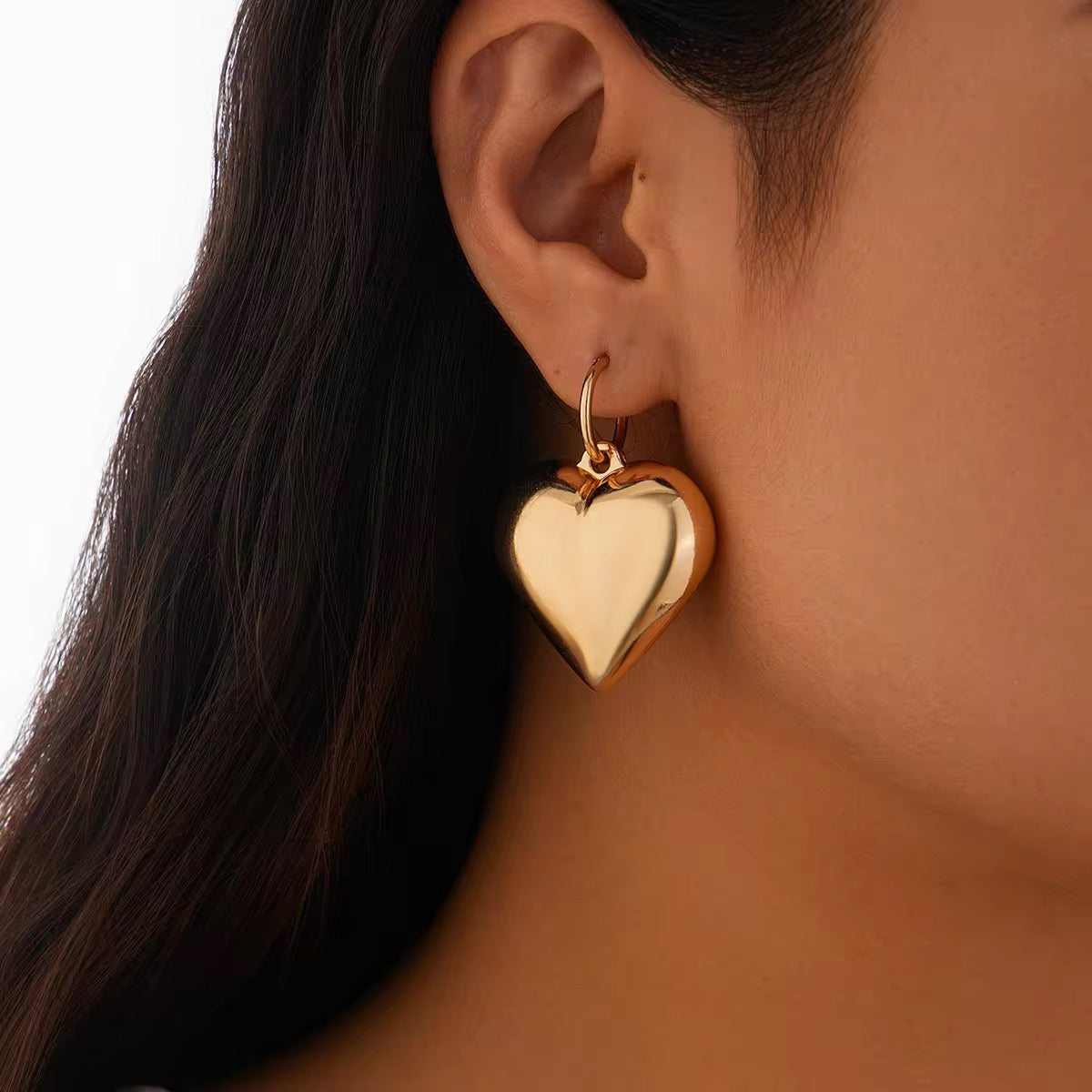 Sweet Chubby Smooth Love Heart Drop Earrings earrings LUNARITY GARAGE Gold