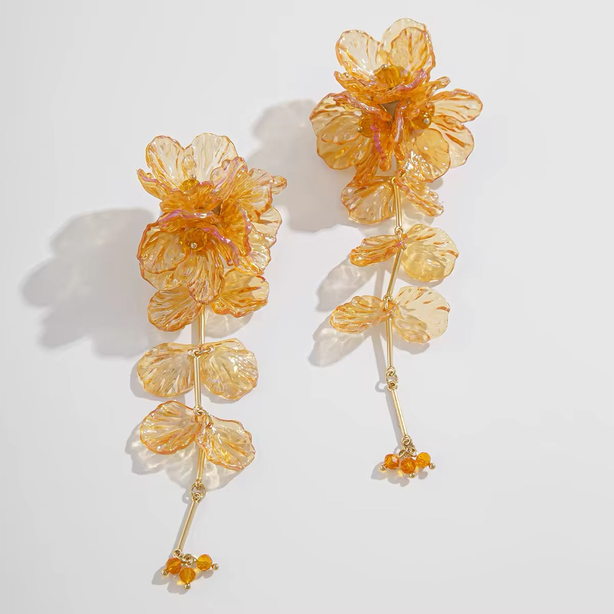 Elegant Charming Scallop Festival Flowers Earrings earrings LUNARITY GARAGE Orange  