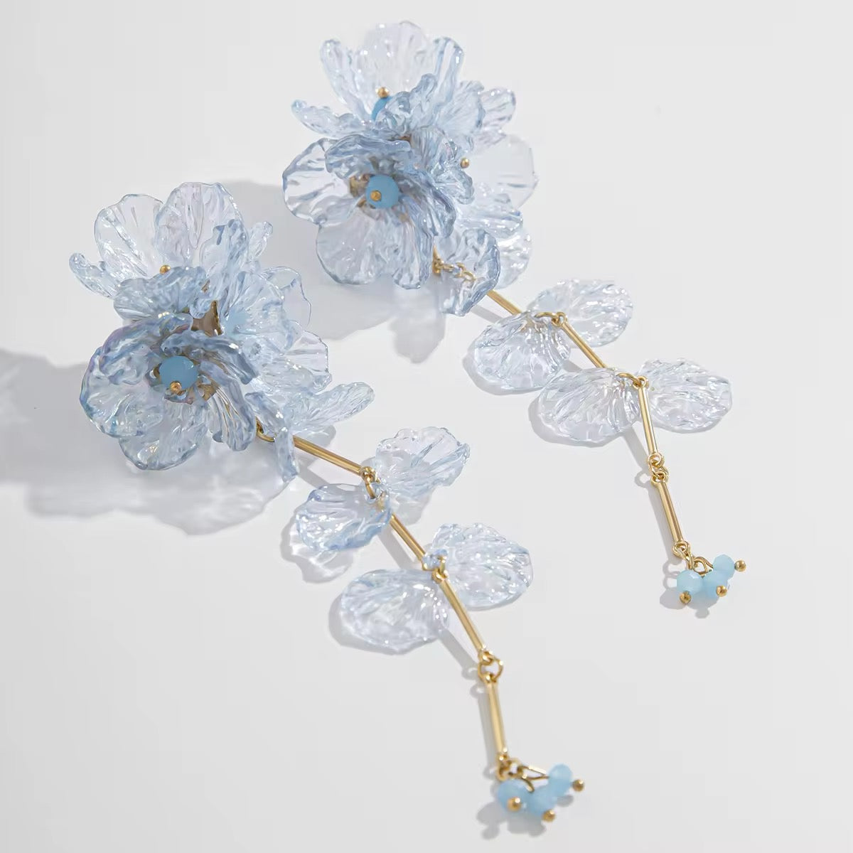 Elegant Charming Scallop Festival Flowers Earrings earrings LUNARITY GARAGE Blue