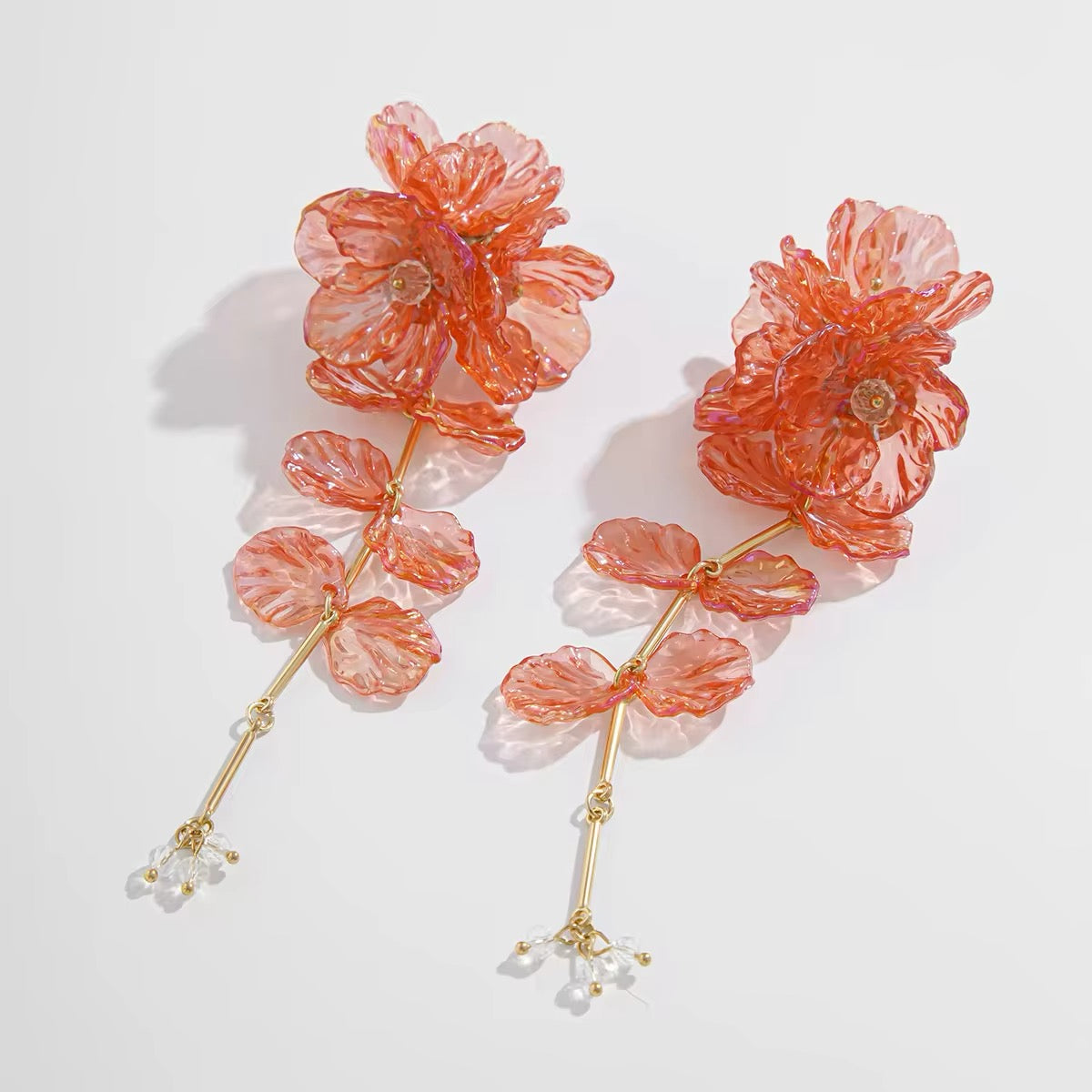 Elegant Charming Scallop Festival Flowers Earrings earrings LUNARITY GARAGE Red  