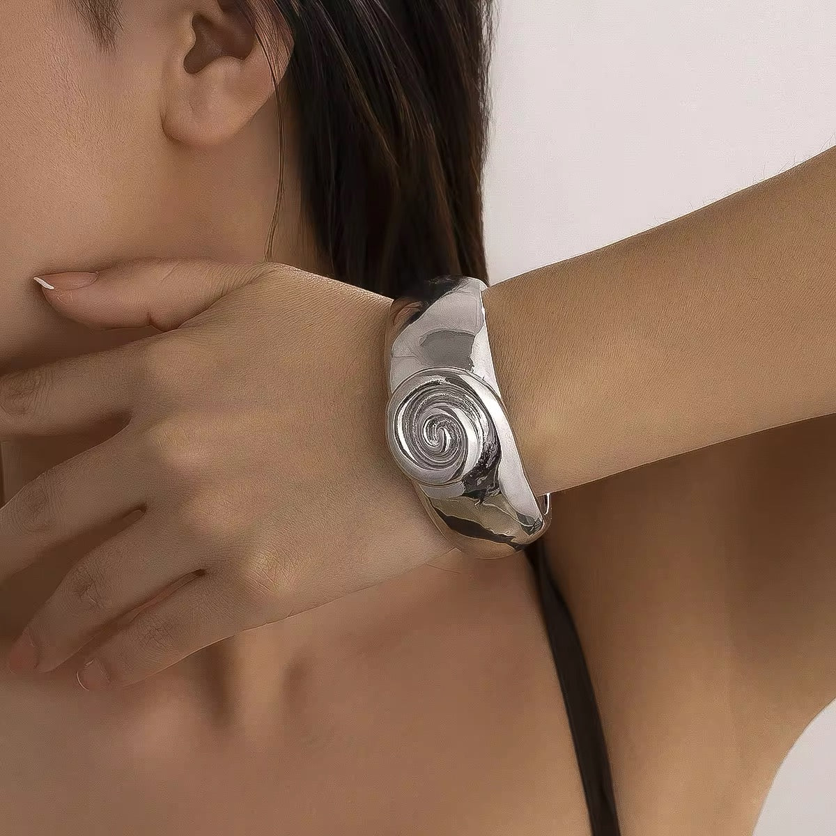 Creative Spiral Conch Symbol Bangles Bracelet bracelets LUNARITY GARAGE Silver