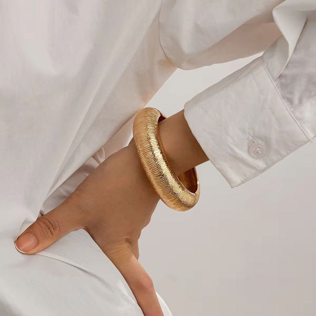 Vintage Gold Color Rough Surface Bangles Bracelet bracelets LUNARITY GARAGE   