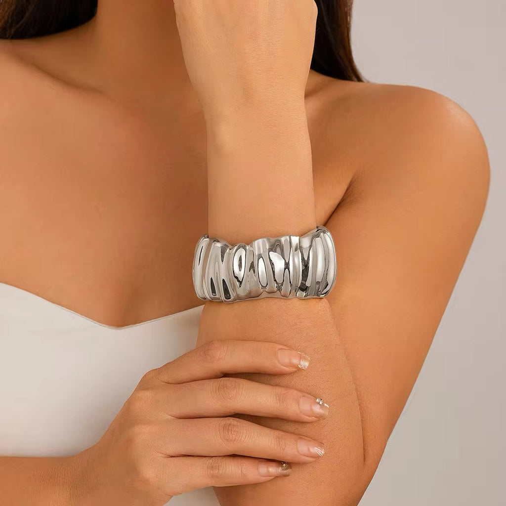 Exaggerated Irregular Wave Shaped Metal Bangles Bracelet bracelets LUNARITY GARAGE   