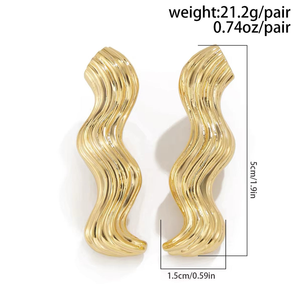 Simple Design Sea Wave Metal Drop Earrings earrings LUNARITY GARAGE   