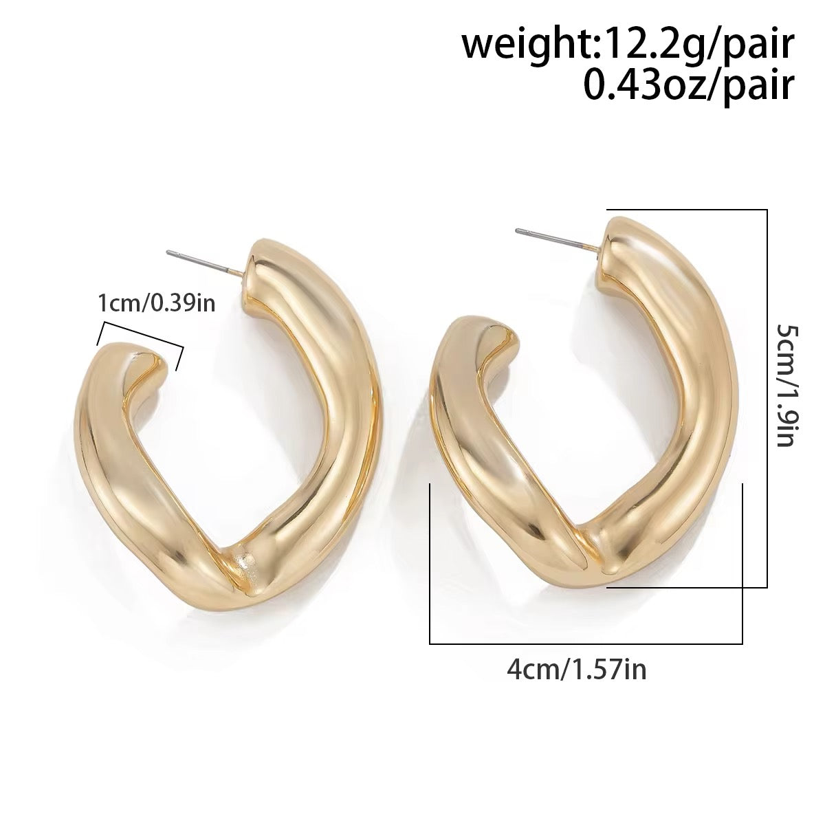 Geometric Irregular C-Shaped CCB Piercing Stud Earrings earrings LUNARITY GARAGE