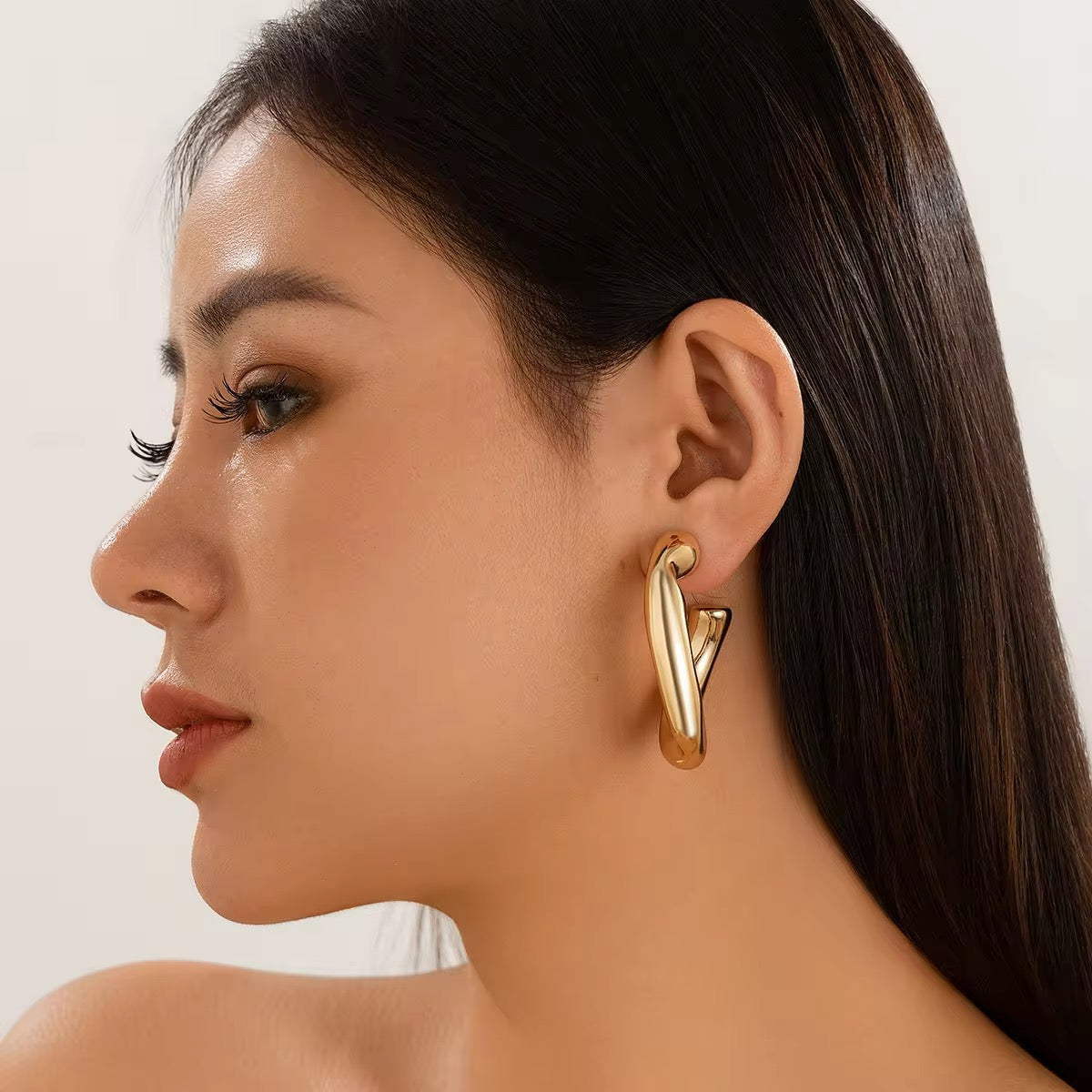 Geometric Irregular C-Shaped CCB Piercing Stud Earrings earrings LUNARITY GARAGE