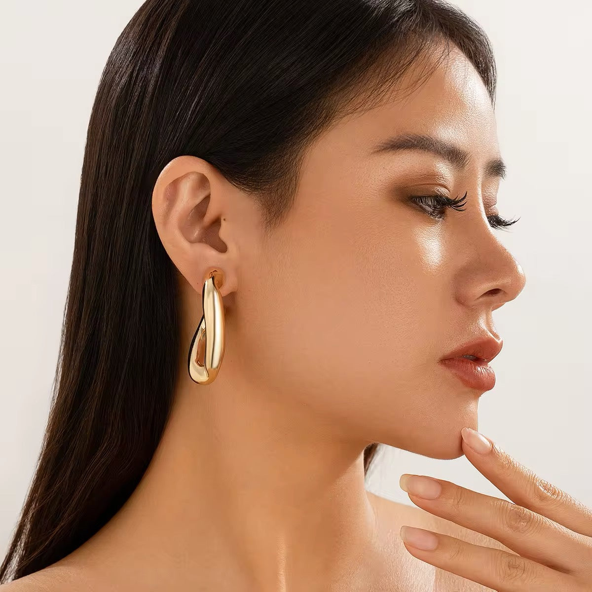 Geometric Irregular C-Shaped CCB Piercing Stud Earrings earrings LUNARITY GARAGE