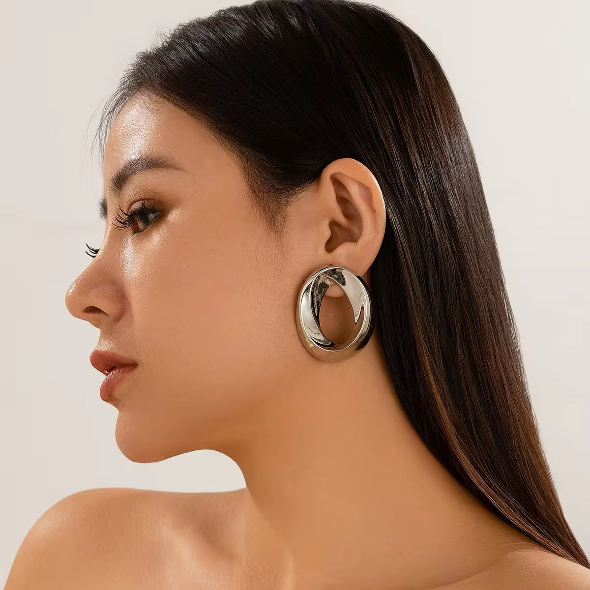 Luxury Glossy Round Circle Stud Earrings earrings LUNARITY GARAGE   