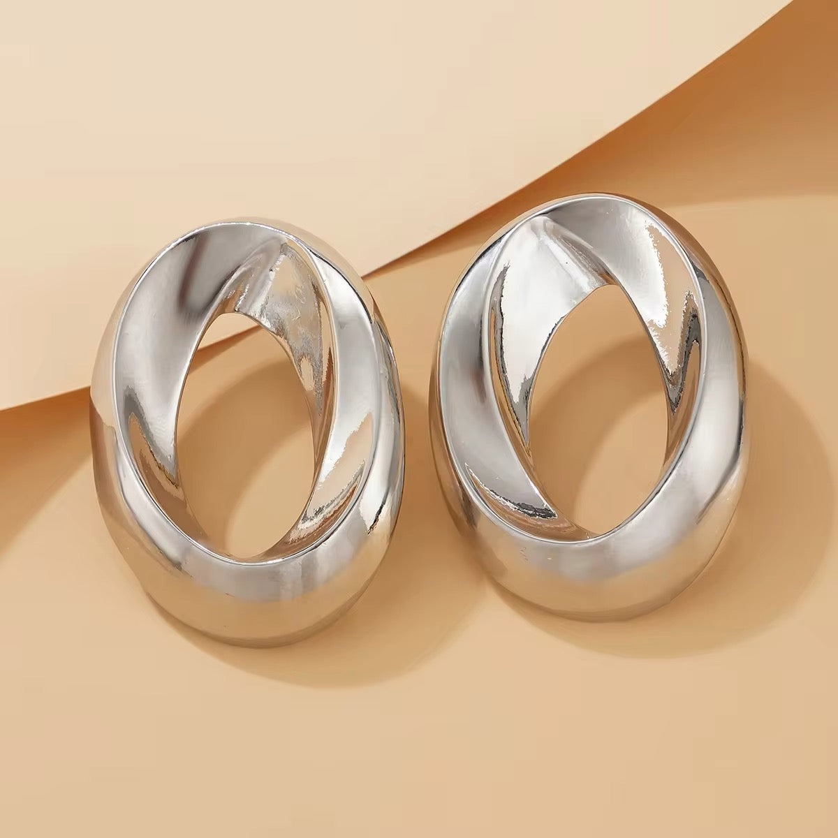 Luxury Glossy Round Circle Stud Earrings earrings LUNARITY GARAGE Silver  