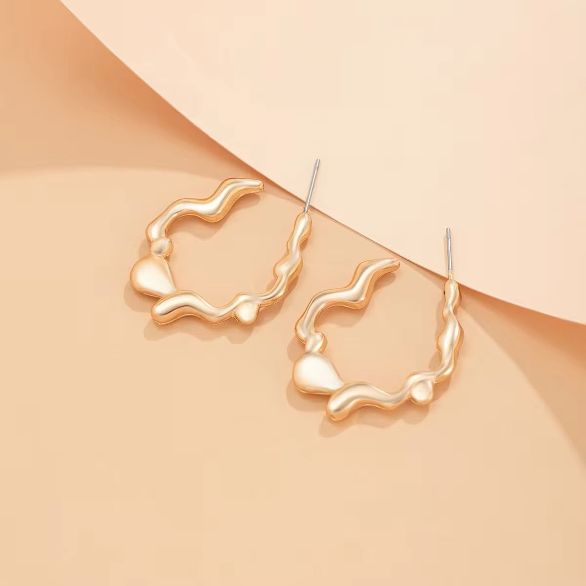 Creative Irregular Metal Liquid Lava Circle Stud Earrings earrings LUNARITY GARAGE Gold  