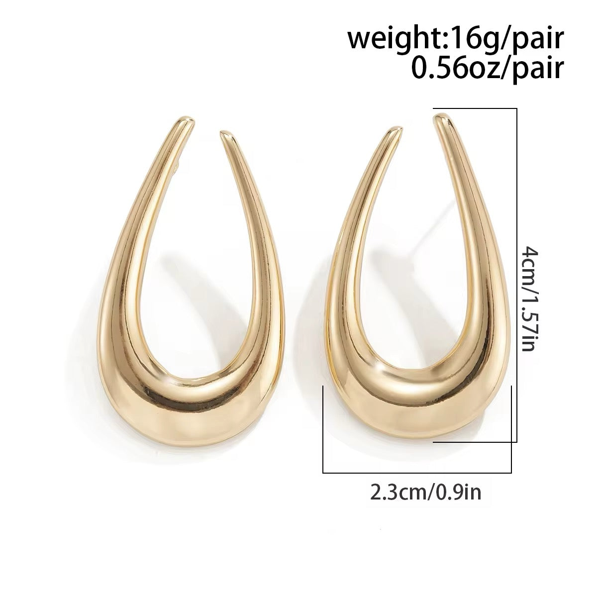 Smooth Glossy Metal U-Shaped Stud Earrings earrings LUNARITY GARAGE