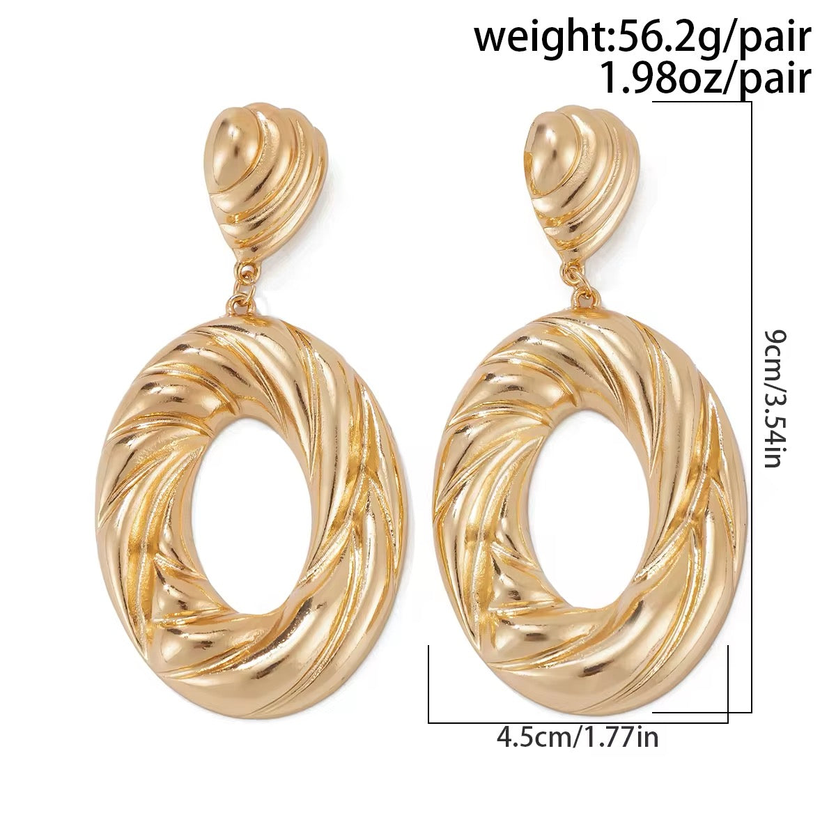 Exaggerated Twisted Metal Big Hollow Circle Pendant Earrings earrings LUNARITY GARAGE
