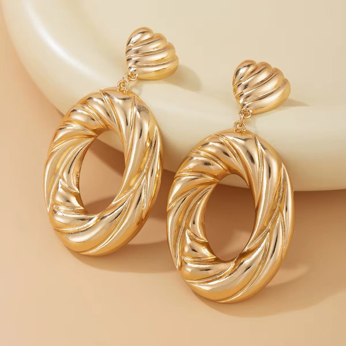 Exaggerated Twisted Metal Big Hollow Circle Pendant Earrings earrings LUNARITY GARAGE