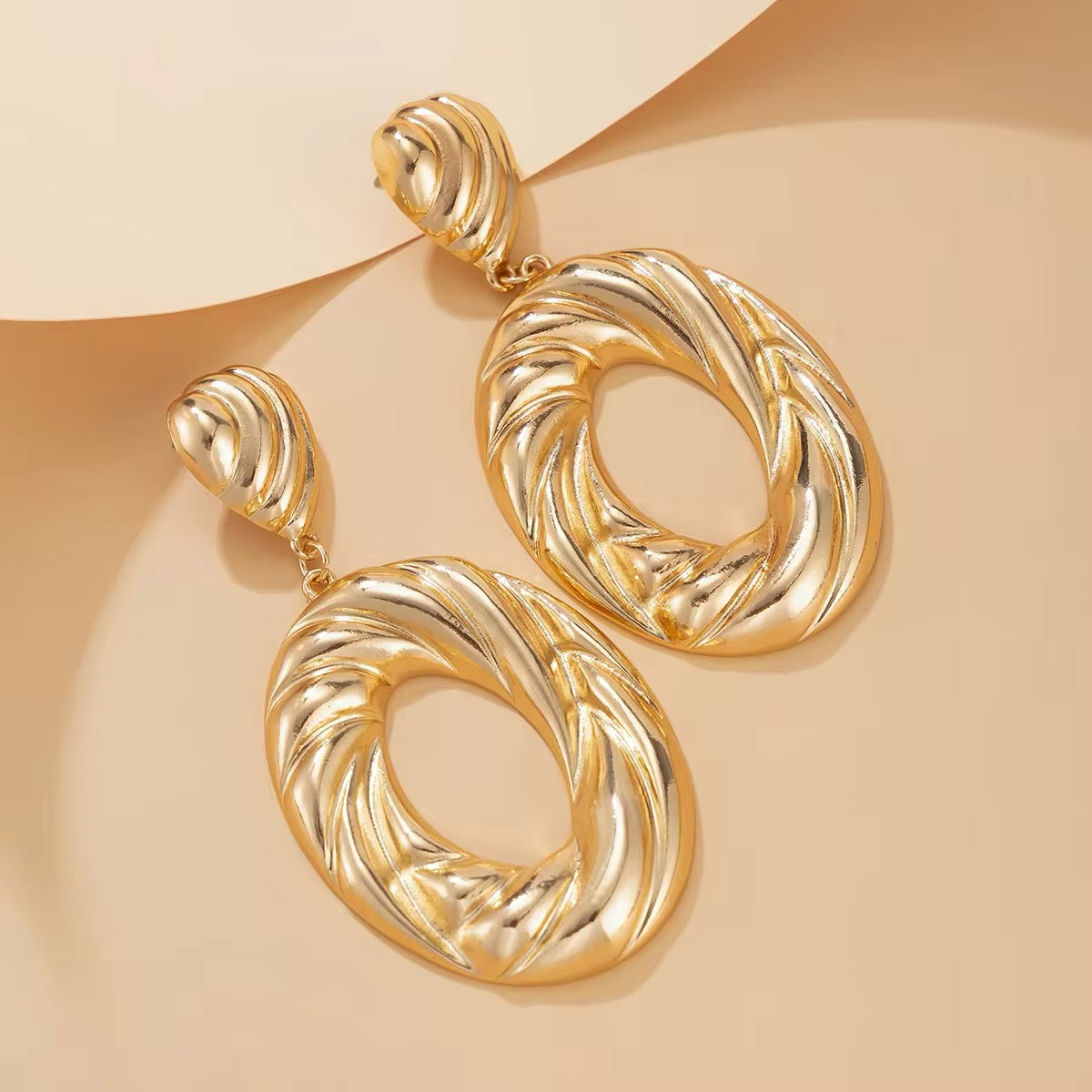 Exaggerated Twisted Metal Big Hollow Circle Pendant Earrings earrings LUNARITY GARAGE