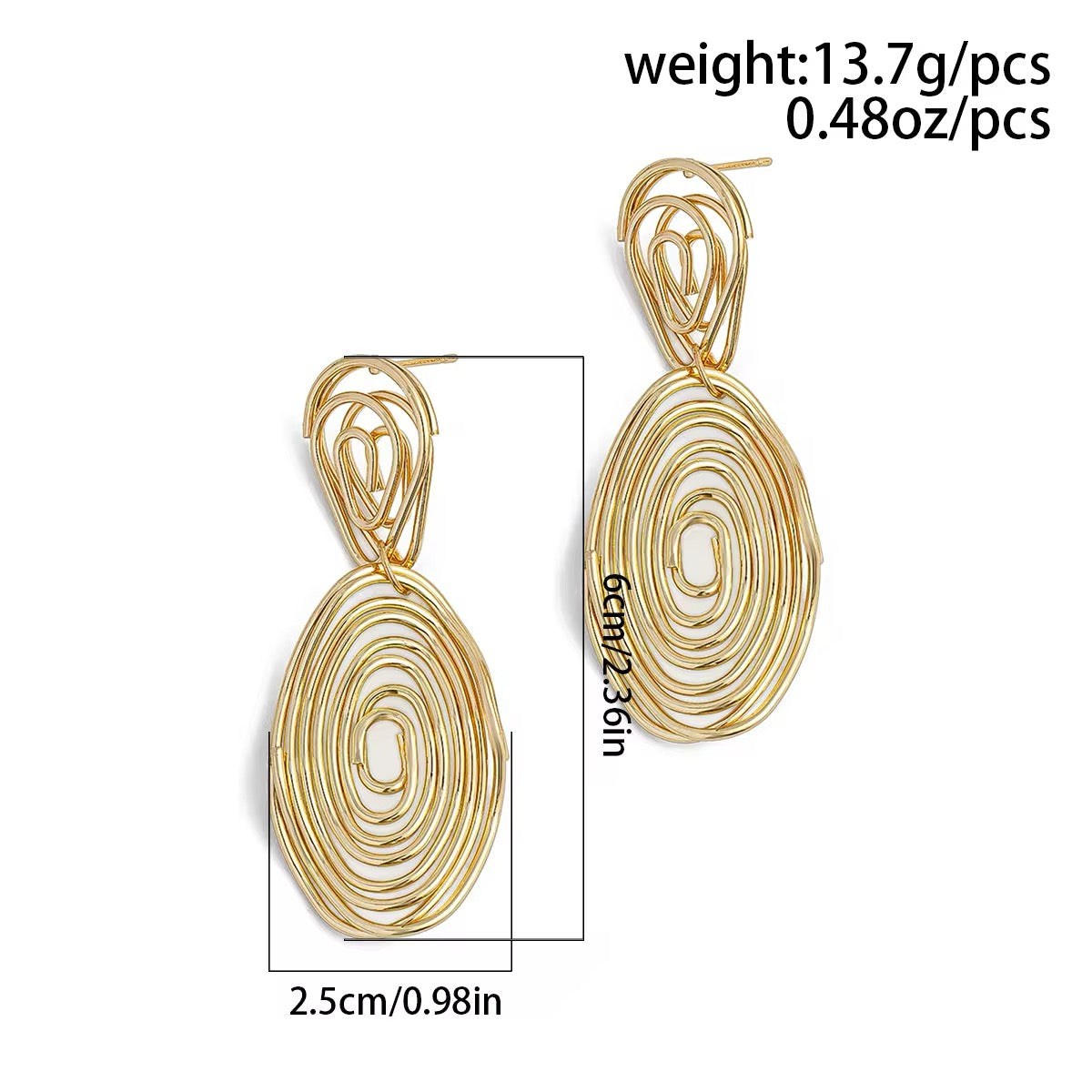 Creatively Irregular Metal Spiral Round Circle Pendant Drop Earrings earrings LUNARITY GARAGE