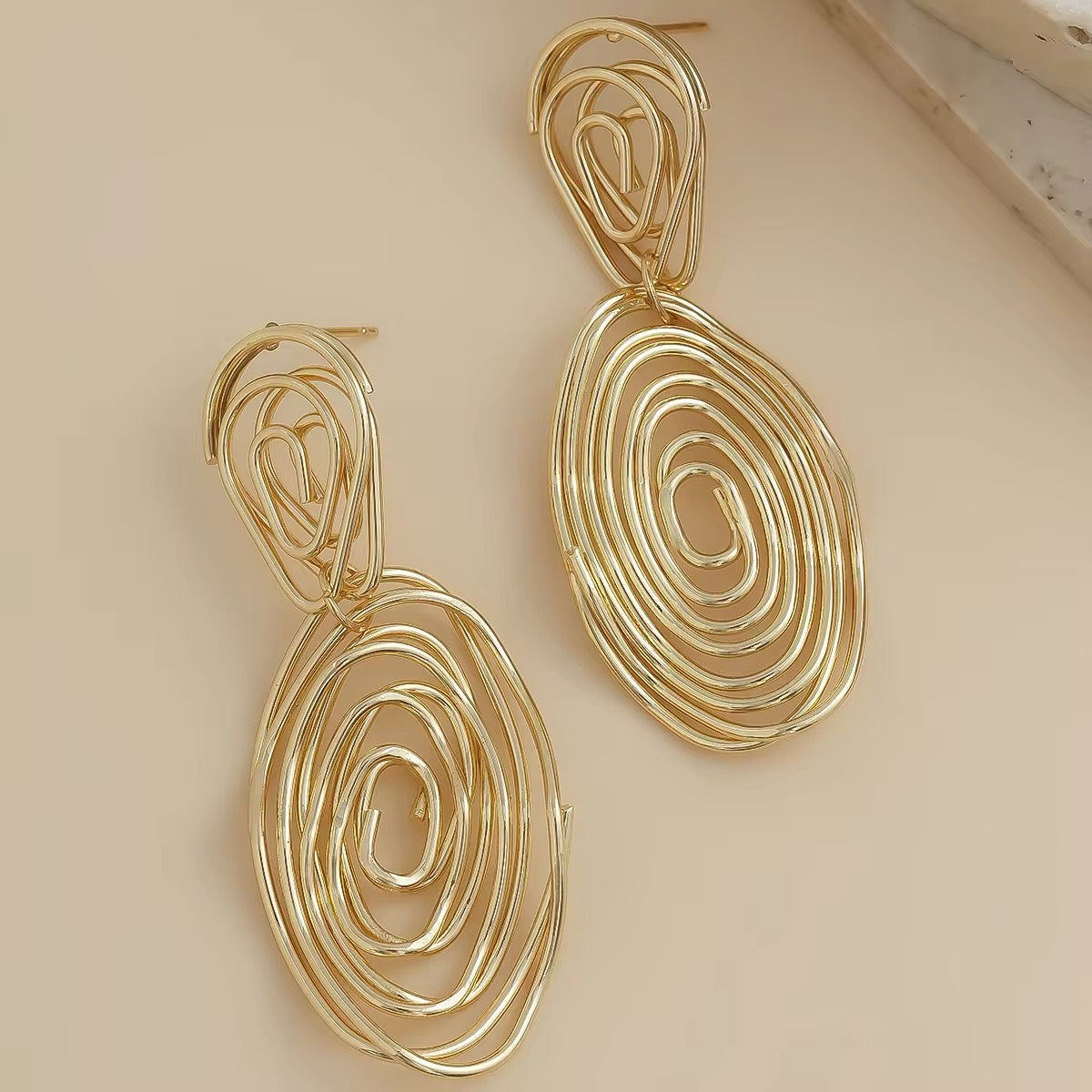 Creatively Irregular Metal Spiral Round Circle Pendant Drop Earrings earrings LUNARITY GARAGE   