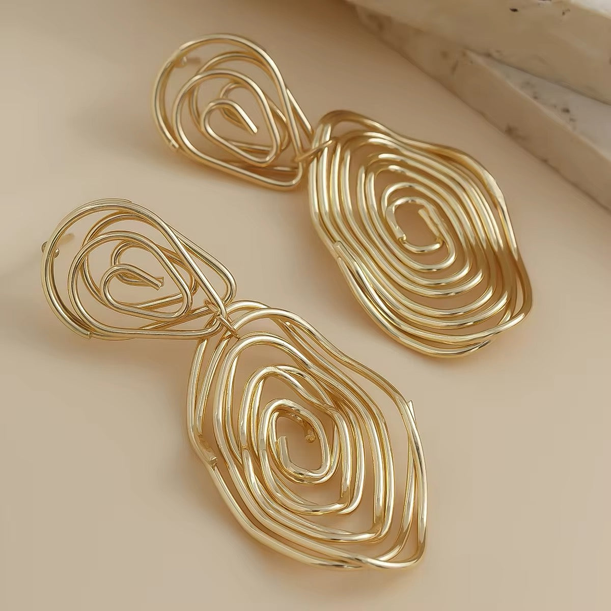 Creatively Irregular Metal Spiral Round Circle Pendant Drop Earrings earrings LUNARITY GARAGE